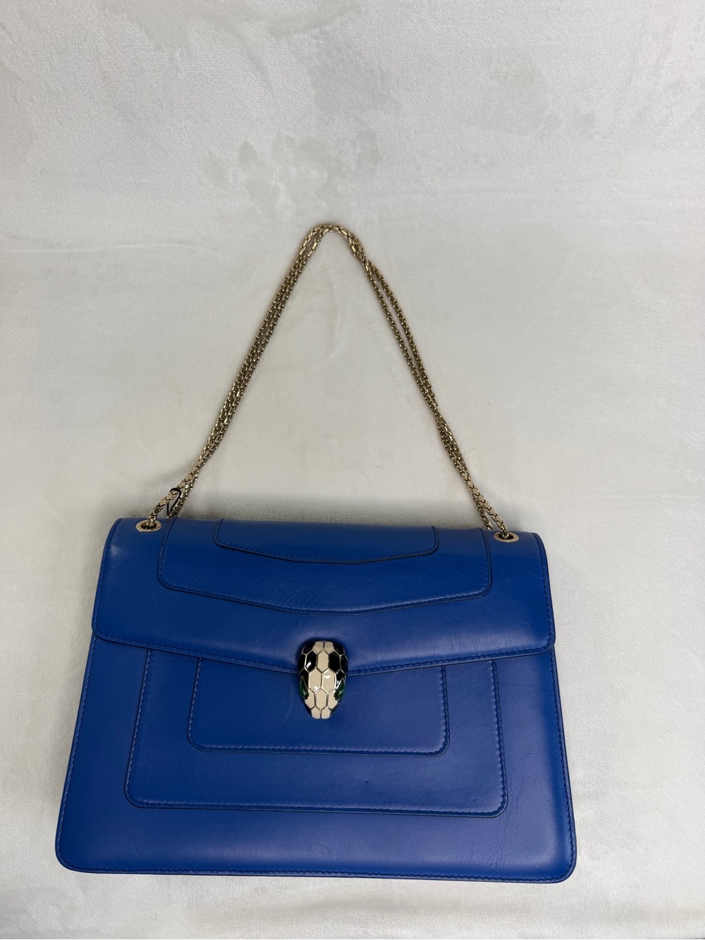 Bvlgari Electric Blue Calfskin Leather Serpentine Shoulder Bag